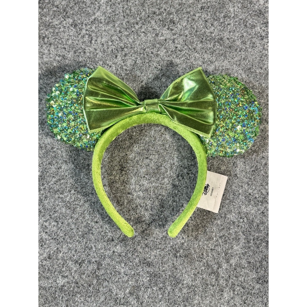 2022 Disney Parks St. Patrick's Day Minnie Ears Kelly Green Sequin Headband HTF